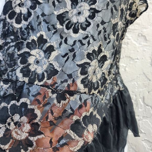 Vintage silky one piece sexy lace black  slip wear size medium - Picture 6 of 10
